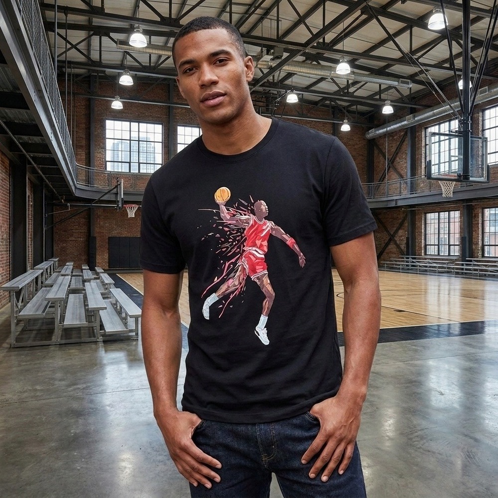 Jordan Michael Graphic T Shirt Mens Large Black Basketball Dunk Retro Tee VTG